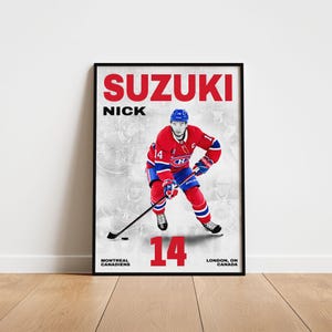 Nick Suzuki Hockey Poster, Montreal Canadiens Wall Art, Printable Gift for Hockey Fans