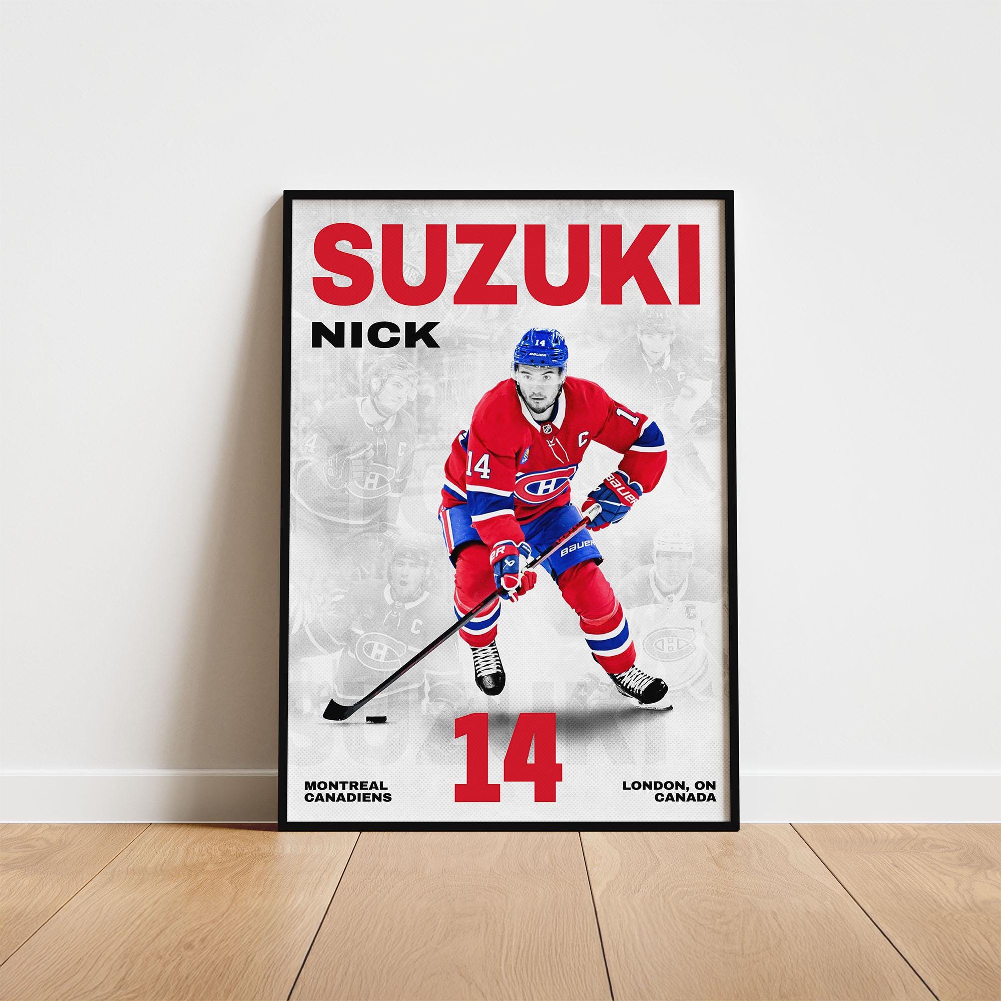 Nick Suzuki Hockey Poster, Montreal Canadiens Wall Art, Printable