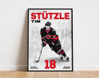 Tim Stützle Hockey Poster, Ottawa Senators Wall Art, Printable Gift for Hockey Fans