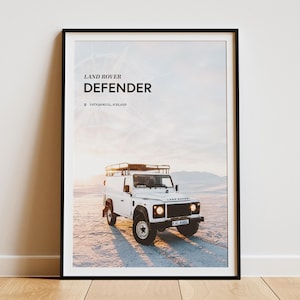 Car Poster Land Rover Landy Poster Defender Snowy Landscape Printable Wall Art Gift for Adventure Lovers