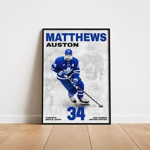 Auston Jerseys Hockey Poster, Toronto Maple Leafs Wandkunst, Geschenk zum Ausdrucken für Hockey-Fans