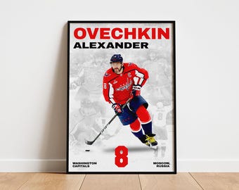 Alexander Ovechkin Hockey Poster, Washington Capitals Wall Art, Printable Gift for Hockey Fans