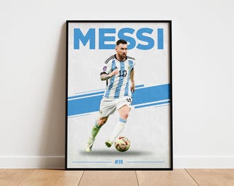 Lionel Messi Printable Poster, Argentina Soccer Wall Art, Minimalist Football Poster