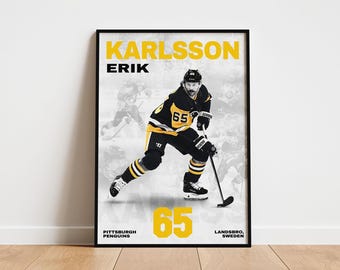 Erik Karlsson Hockey Poster, Pittsburgh Penguins Wall Art, Printable Gift for Hockey Fans