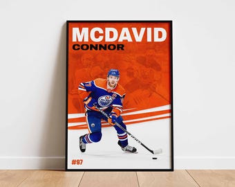 Connor McDavid Digital Hockey Poster – Edmonton Oilers Printable Wall Art for Hockey Fans