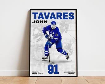 John Tavares Hockey Poster, Toronto Maple Leafs Wall Art, Printable Gift for Hockey Fans