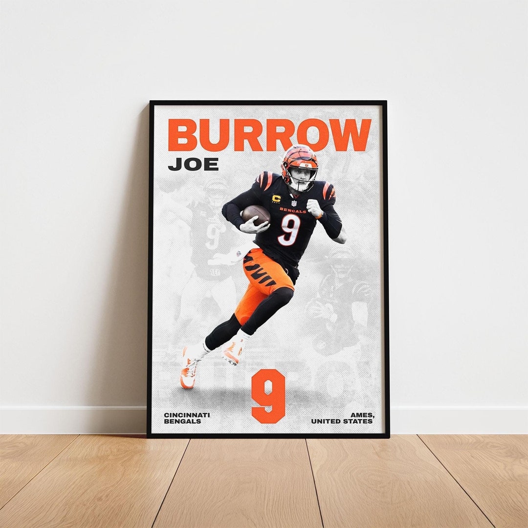 Joe Burrow Football Poster, Cincinnati Bengals Wall Art, Printable Gift ...