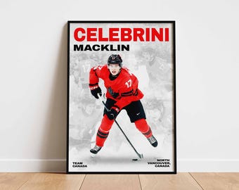 Team Canada Macklin Celebrini Poster, NHL Hockey Wall Art, Printable Fan Gift
