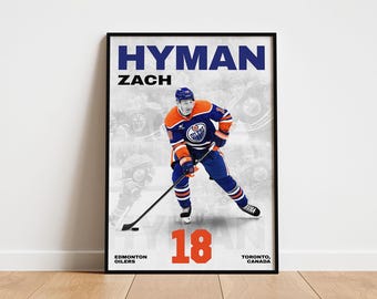 Zach Hyman Hockey Poster, Edmonton Oilers Wall Art, Printable Gift for Hockey Fans