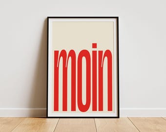 Moin Poster | Minimalist Red Typography Wall Art (Digital Download)