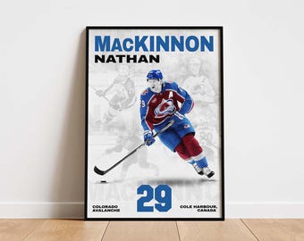 Nathan MacKinnon Hockey Poster, Colorado Avalanche Wall Art, Printable Gift for Hockey Fans