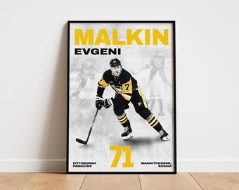 Evgeni Malkin Hockey Poster, Pittsburgh Penguins Wall Art, Printable Gift for Hockey Fans