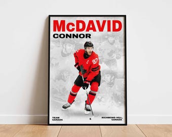 Team Canada Connor McDavid Poster, NHL Hockey Wall Art, Printable Fan Gift