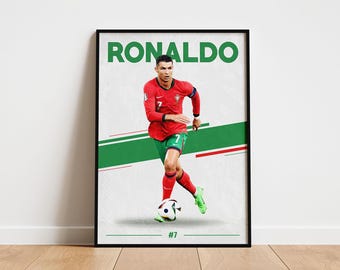 Cristiano Ronaldo Portugal Poster – Minimalist Soccer Wall Art, CR7 Fan Gift, Printable Football Print