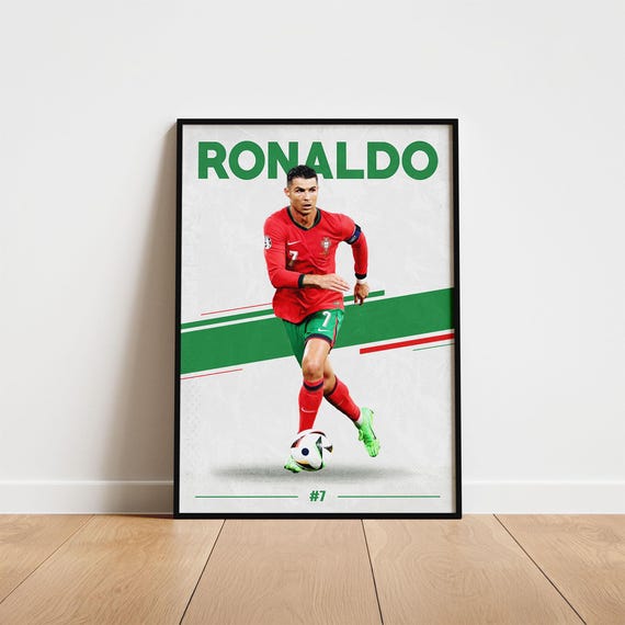 Cristiano Ronaldo Portugal Poster – Minimalist Soccer Wall Art, CR7 Fan Gift, Printable Football Print