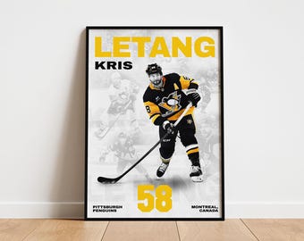 Kris Letang Hockey Poster, Pittsburgh Penguins Wall Art, Printable Gift for Hockey Fans