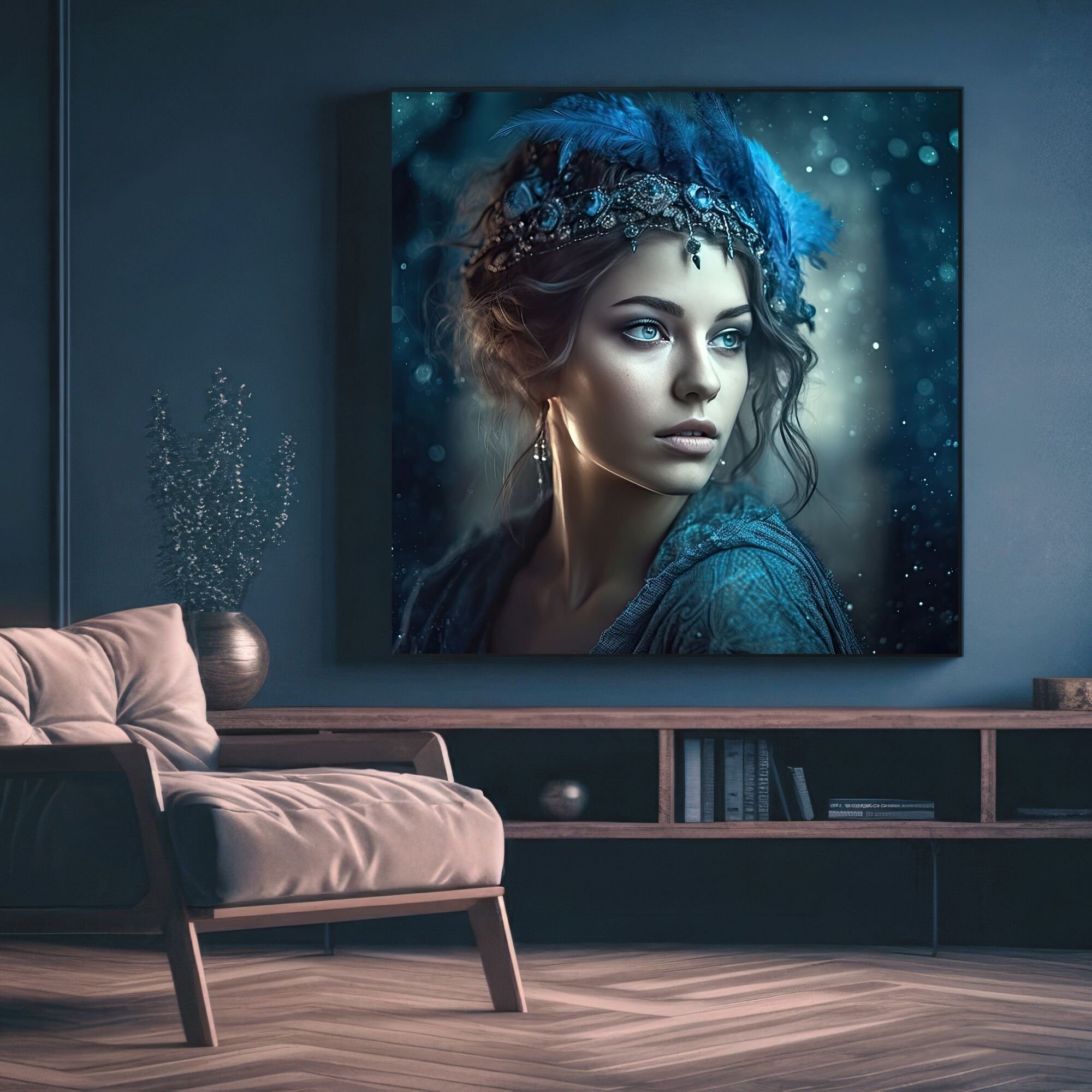 Blue Wall Art Print Digital Download Portrait Wall Art Print Etsy