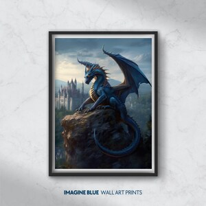 Modern Wall Art Printable Dragon Digital Download Dragon Modern Printable Poster Fantasy Wall Art Print Living Room Decor Game Room Decor