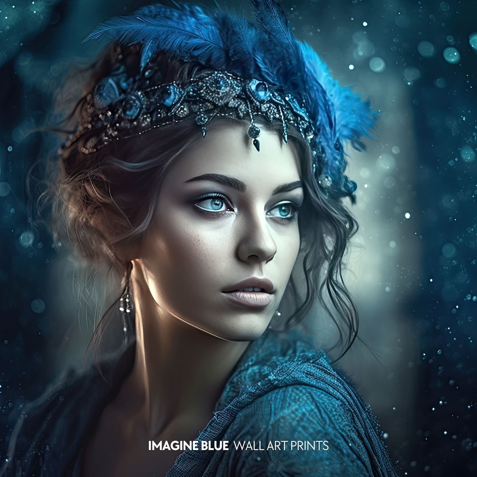 Blue Wall Art Print Digital Download Portrait Wall Art Print Etsy