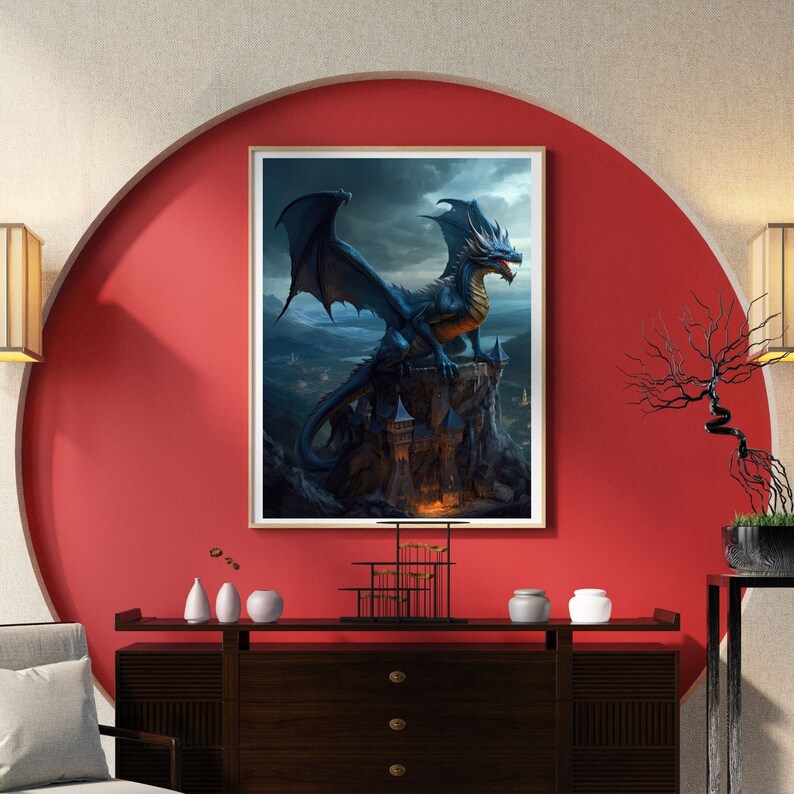 Dragon Digital Download Fantasy Wall Art Print Dragon Wall Art Etsy