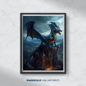 Modern Wall Art Printable Dragon Digital Download Dragon Modern Printable Poster Fantasy Wall Art Print Living Room Decor Game Room Decor