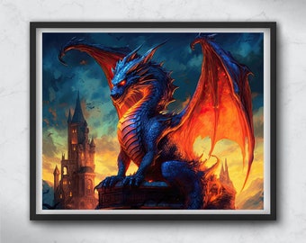 Fantasy Art Dragon Digital Download Fantasy Wall Art Print Dragon Wall Art Printable Dragon Printable Poster Wall Decor Living Room Decor