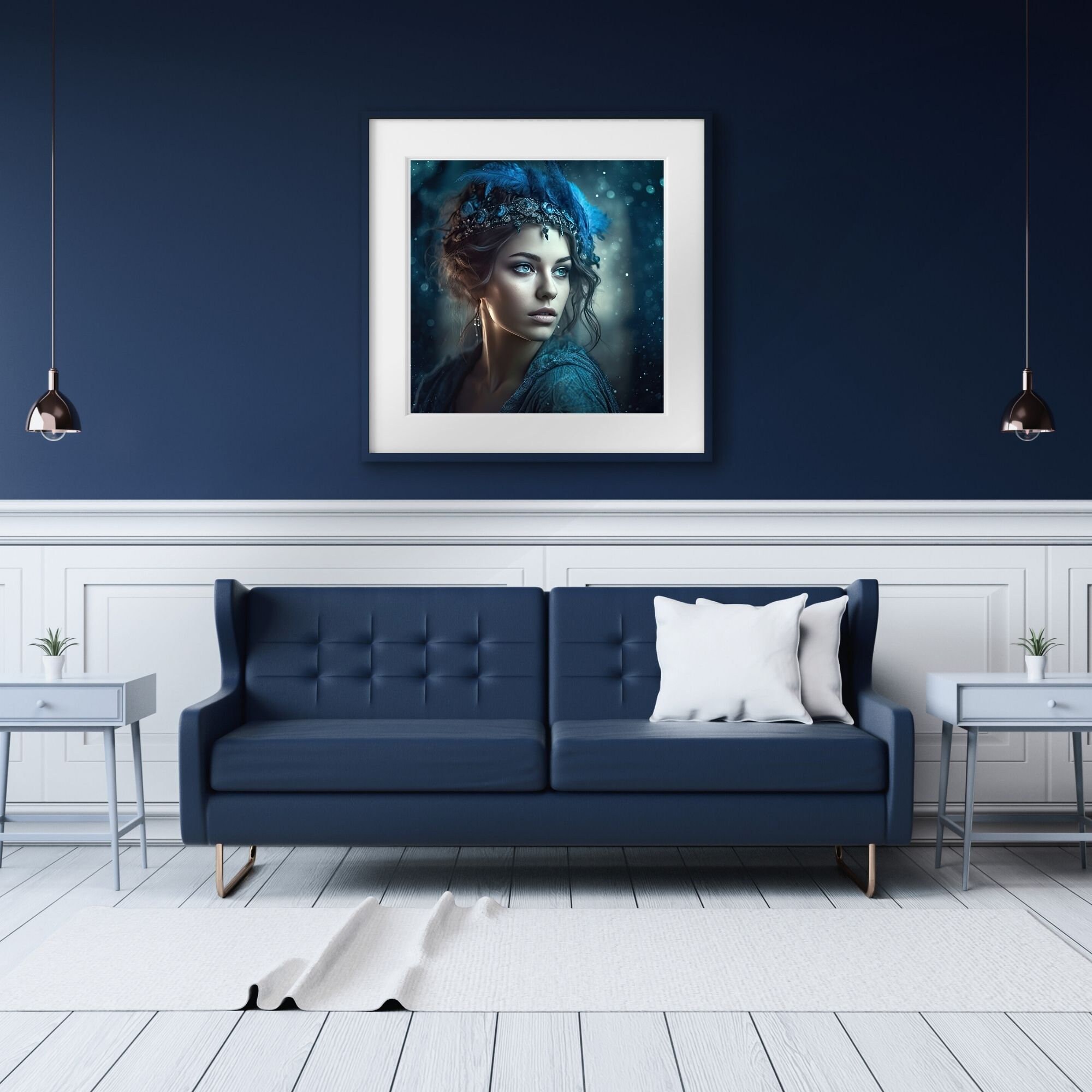 Blue Wall Art Print Digital Download Portrait Wall Art Print Etsy