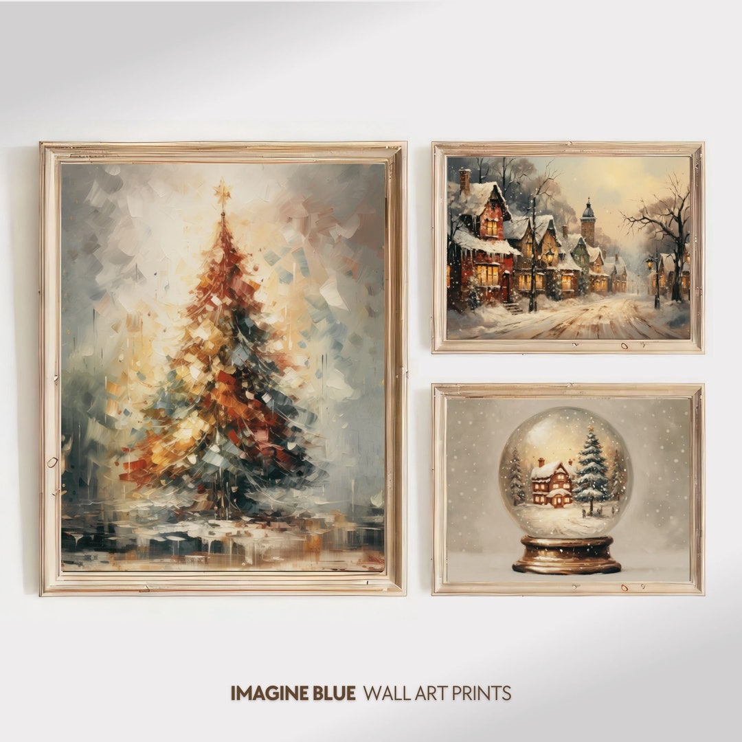Christmas Gallery Prints Set, Vintage Christmas Gallery Set of 3 Prints ...