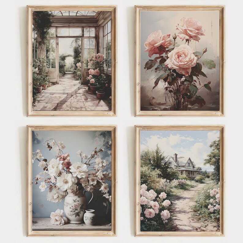 French Country Gallery Wall Art Set of 9 Vintage Prints Aesthetic Room ...