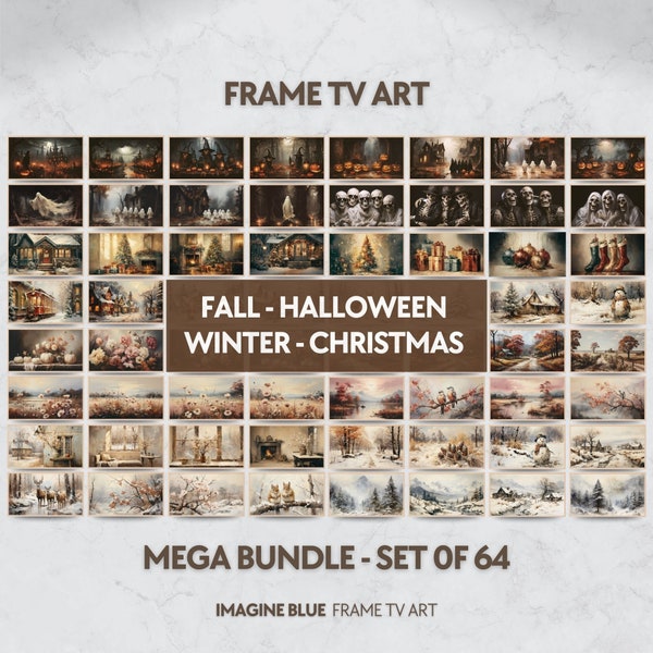 Samsung Frame TV Art Set vintage Automne Halloween Hiver Noël Cadre Tv Art Bundle Vacances Halloween Set Frame TV Winter TV Art Noël