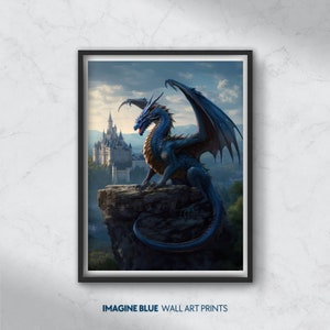 Modern Wall Art Printable Dragon Digital Download Dragon Modern Printable Poster Fantasy Wall Art Print Living Room Decor Game Room Decor