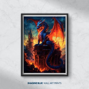 Modern Wall Art Printable Dragon Digital Download Dragon Modern Printable Poster Fantasy Wall Art Print Living Room Decor Game Room Decor