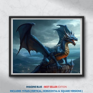 Dragon Digital Download Fantasy Wall Art Print Dragon Wall Art Printable Dragon Printable Poster Fantasy Art Wall Decor Living Room Decor
