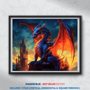Dragon Digital Download Fantasy Wall Art Print Dragon Wall Art Printable Dragon Printable Poster Fantasy Art Wall Decor Living Room Decor