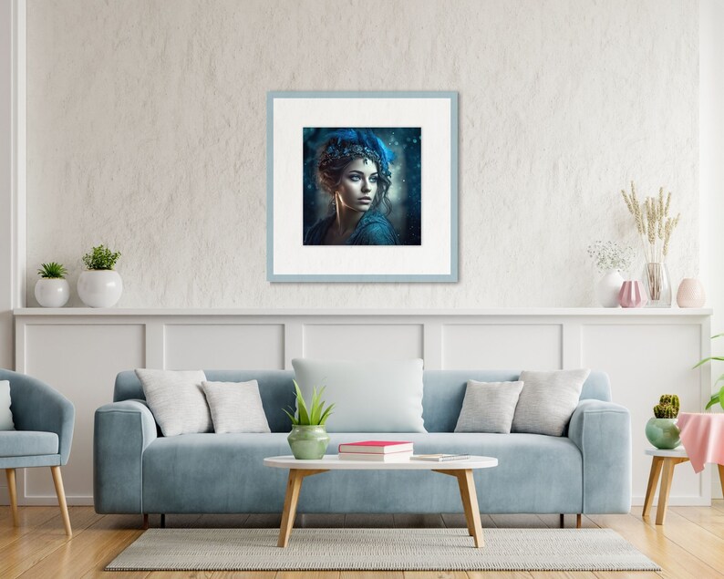 Blue Wall Art Print Digital Download Portrait Wall Art Print Etsy