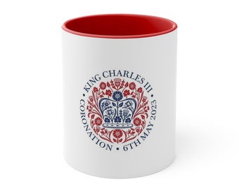 The Coronation 2023 Official Emblem Mug, The Coronation of King Charles III and The Queen Consort Gift, 6th May 2023, Keepsake Souvenir Cup