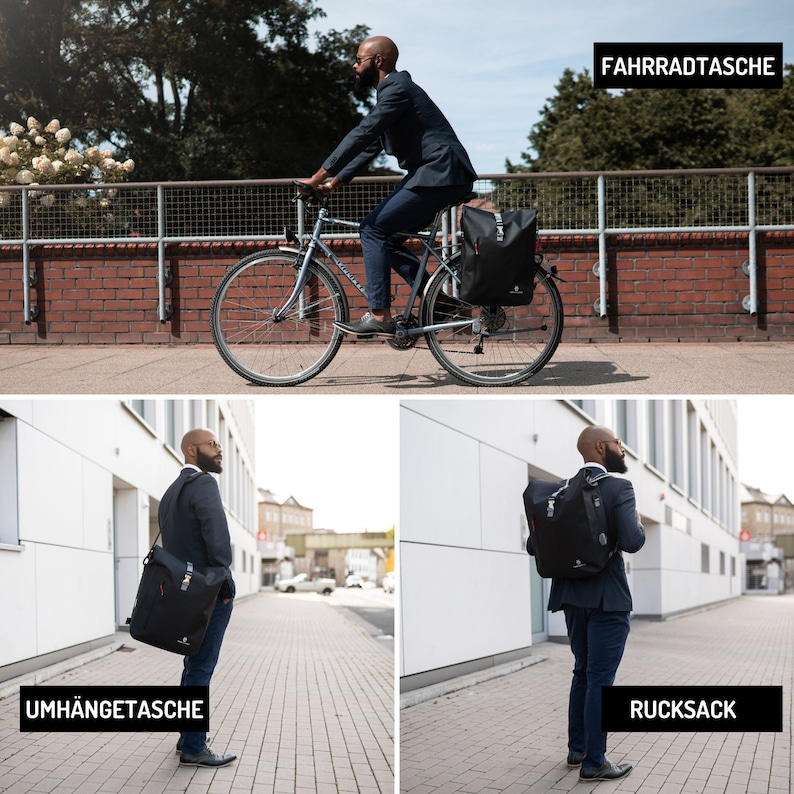 Monsterando 3in1 Wasserdichte Fahrradtasche für Gepäckträger Reflektierend & Nachhaltig aus recyceltem Plastik Bild 7