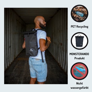 Monsterando RPET Backpack Nachhaltiger und Wasserdichter Begleiter für Alltag und Reisen Bild 5