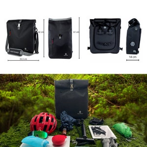 Monsterando 3in1 Wasserdichte Fahrradtasche für Gepäckträger Reflektierend & Nachhaltig aus recyceltem Plastik Bild 8