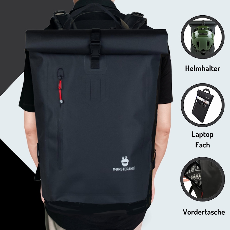 Monsterando RPET Backpack Nachhaltiger und Wasserdichter Begleiter für Alltag und Reisen Bild 2