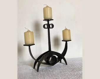 Vintage Hand-Forged Candle Holder Brutalist Handmade Candle Holder Mid-Century Blacksmith-Made Candlestick Holder Vintage Candle Holder