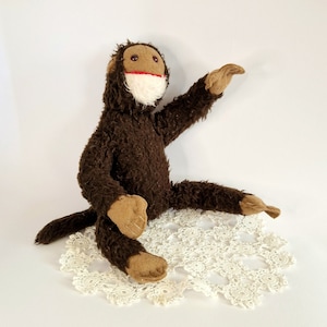 Vintage Monkey Plush Retro Fluffy Stuffed Animal Funky Monkey Brown Soft Toy Plushy