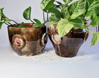 Vintage Handmade Ceramic Planter Pot Retro Ceramics Made by Fórizsné Vintage Ceramic Indoor Planter Pot Vintage Drip Glaze Plant Holder