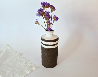 Vintage Modernist Ceramic Vase Retro Black And White Vase Mid-Century Colorblock Vase Contemporary Lava Vase Vintage Minimalist Vase