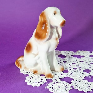 Vintage Hollóháza Dog Figurines Mid-Century Puppy Statue Vintage Retro Dog Figurines Vintage Spaniel Puppy Statue Vintage Spaniel Figurine