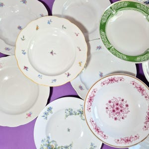 Vintage MYSTERY BOX Antique Deep Plate Set Vintage Mismatched Antique Plate Set Vintage Wedding Decor Plates Vintage Mystery Box Soup Plates