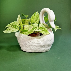 Vintage Ceramic Swan Shape Flower Planter Retro Large Decorative Planter Mid-Century Style Vintage Swan Planter Vintage Swan Plant Planter