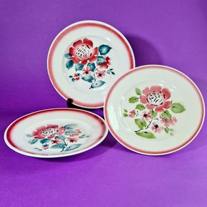 Vintage Ceramic Floral Plates Mid-Century Kitchen Decor Retro Spritzdekor Design Vintage Floral Decorative Plates Vintage Whimsy Rose Plates