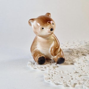 Vintage Bear Figurines Cute Retro Hungarian Mini Handmade Ceramic Statue Vintage Home Decoration Mid-Century Vintage Teddy Bear Figurines
