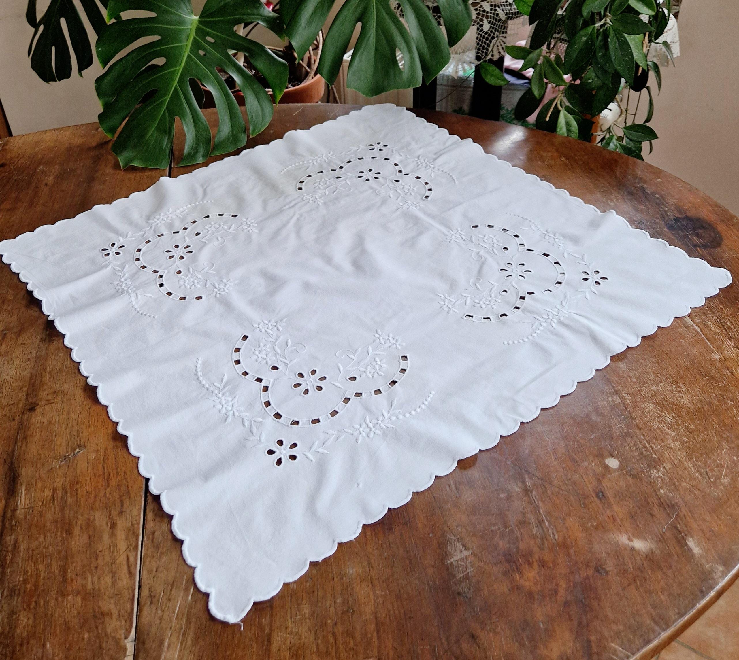 ヴィンテージ手刺繍テーブルクロス、レトロフォークテーブルクロス